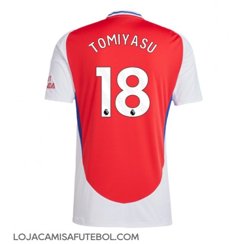 Camisa de Futebol Arsenal Takehiro Tomiyasu #18 Equipamento Principal 2024-25 Manga Curta